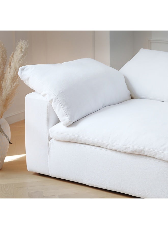 Al Zakharef Furniture Cloud L-Shape Luxury Sofa with Ottoman – 3 Seater Modular Sectional Sofa, Velvet Fabric, Soft Foam Cushions, Modern Living Room Sofa, White - Image 5